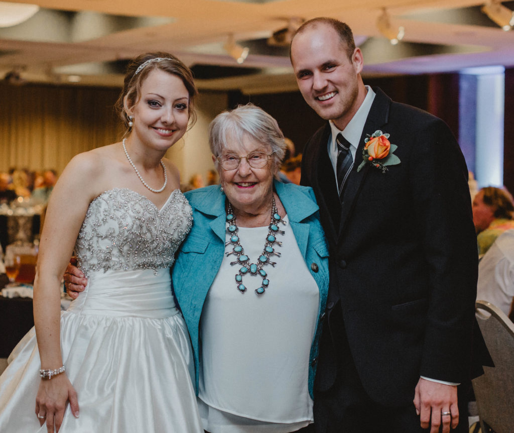 Jon and Maggie with Nonna on their wedding day