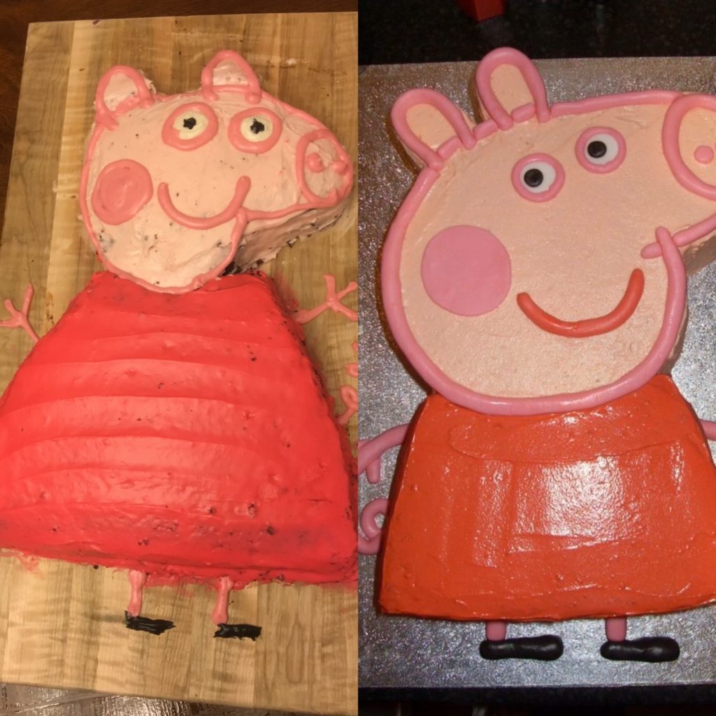 expectations vs. reality: an attempt at making a pinterest-perfect Peppa Pig cake